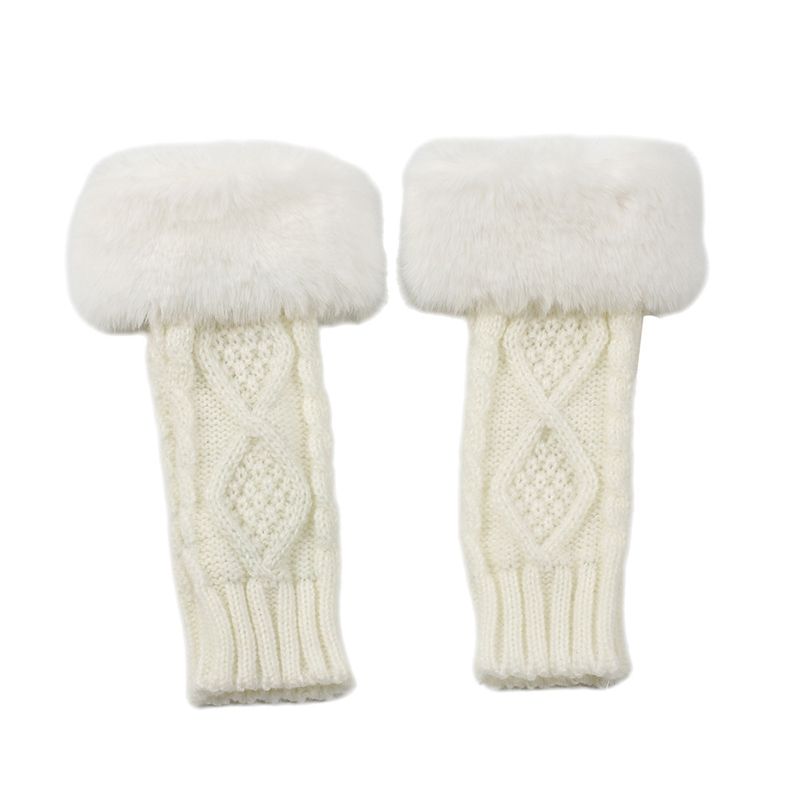 Damskie dzianinowe wełniane rękawiczki z półpalcami – ciepłe i miękkie, z podwójnym wzorem w romby, na jesień i zimę (krótki mankiet, stylowe i wygodne)_voghion.com