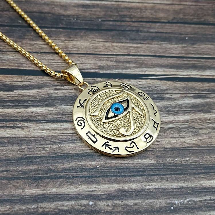 Ancient Egyptian Eye of Horus Titanium Steel/Stainless Steel Pendant The Eye of Horus Eagle Head Eye Necklace_voghion.com