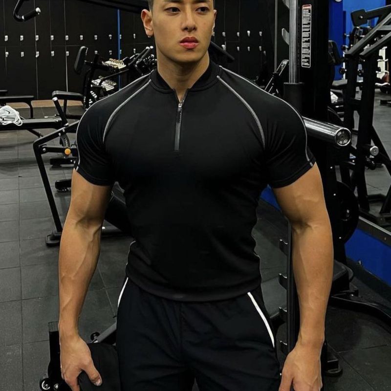 Muscle summer new quick drying tight fitting clothes men's elastic sports running T-shirts gym training tops_voghion.com