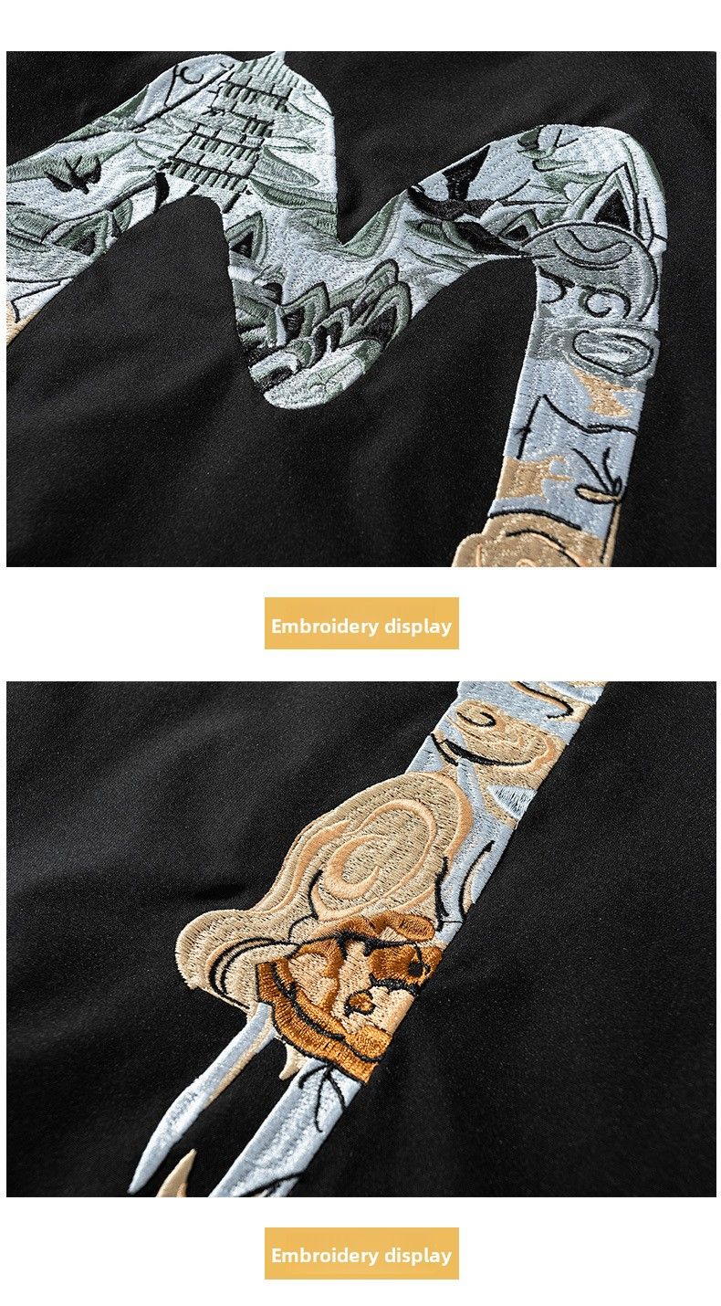 National Style Landscape Embroidery 2024 Autumn Winter New Trendy Brand Padded Thickened Flight Suit Baseball Jacket Men_voghion.com