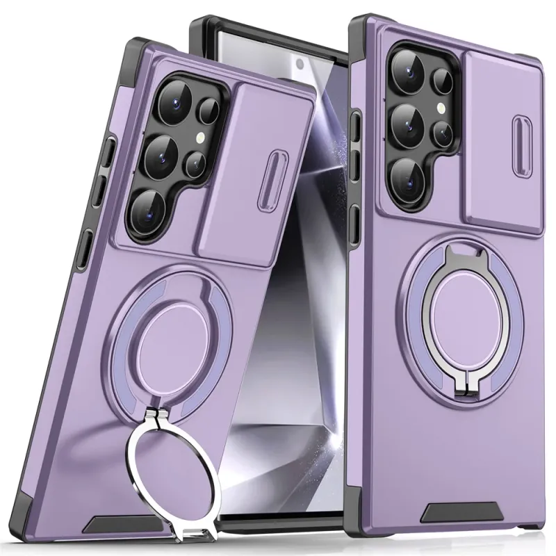 Slide Camera Protection Magnetic Stand Phone Case for Samsung S24 S23 Plus S21 S22 Ultra S20 FE A54 A23 A15 A14 Defender Cover_voghion.com