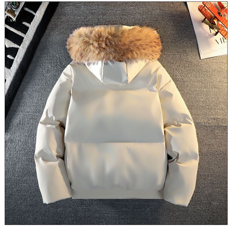 Herren Winter PU Lederjacke mit Kunstfellkapuze - Warmer Steppmantel für lässiges Outfit (Weiß, Grau, Schwarz) | Größen M-3XL_voghion.com