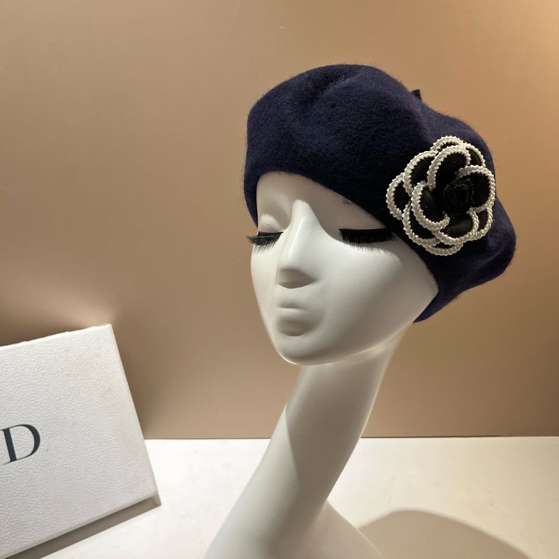 Berretto in lana per adulti, stile francese, piccolo, profumato, stile camelia, artista, moda, semplice, versatile, cappello ottagonale_voghion.com