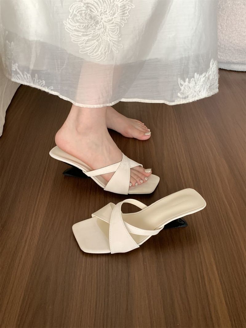 Eleganti tacchi alti con tacco spesso e inclinato, pantofole fresche, capispalla estivi da donna, novità 2025 abbinate a gonna, stile francese,_voghion.com