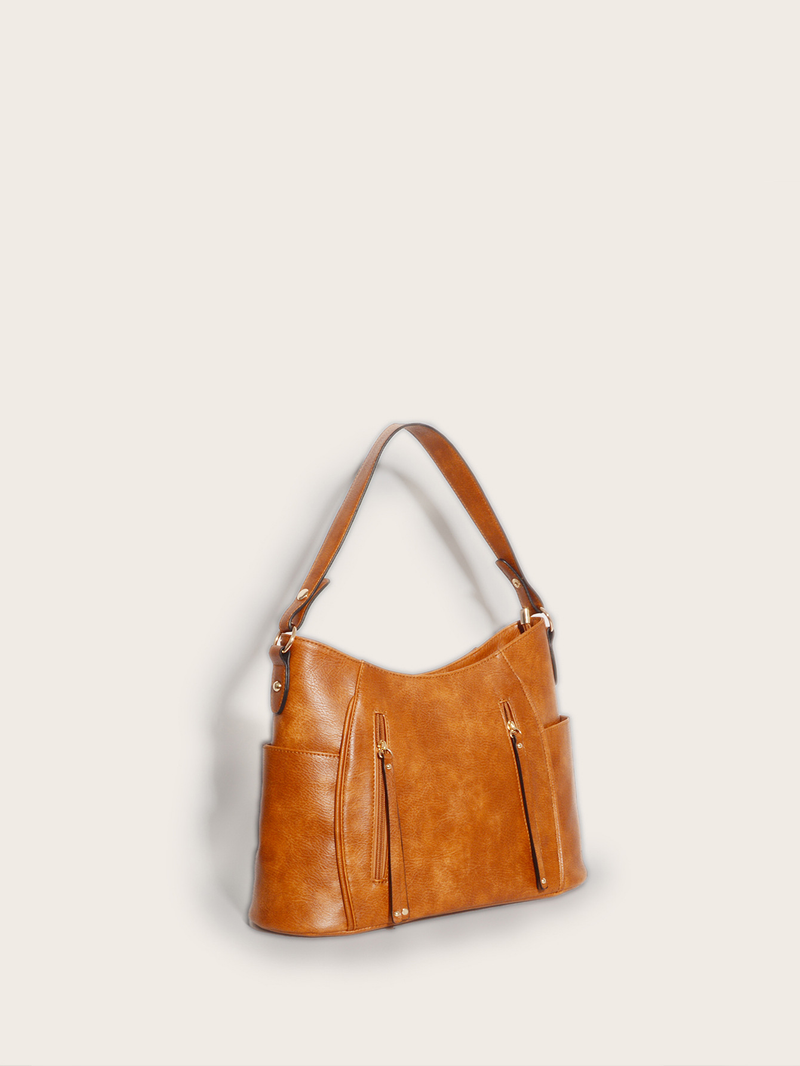 European and American retro tote bag double zipper tassel women's portable shoulder bag women's bag_voghion.com