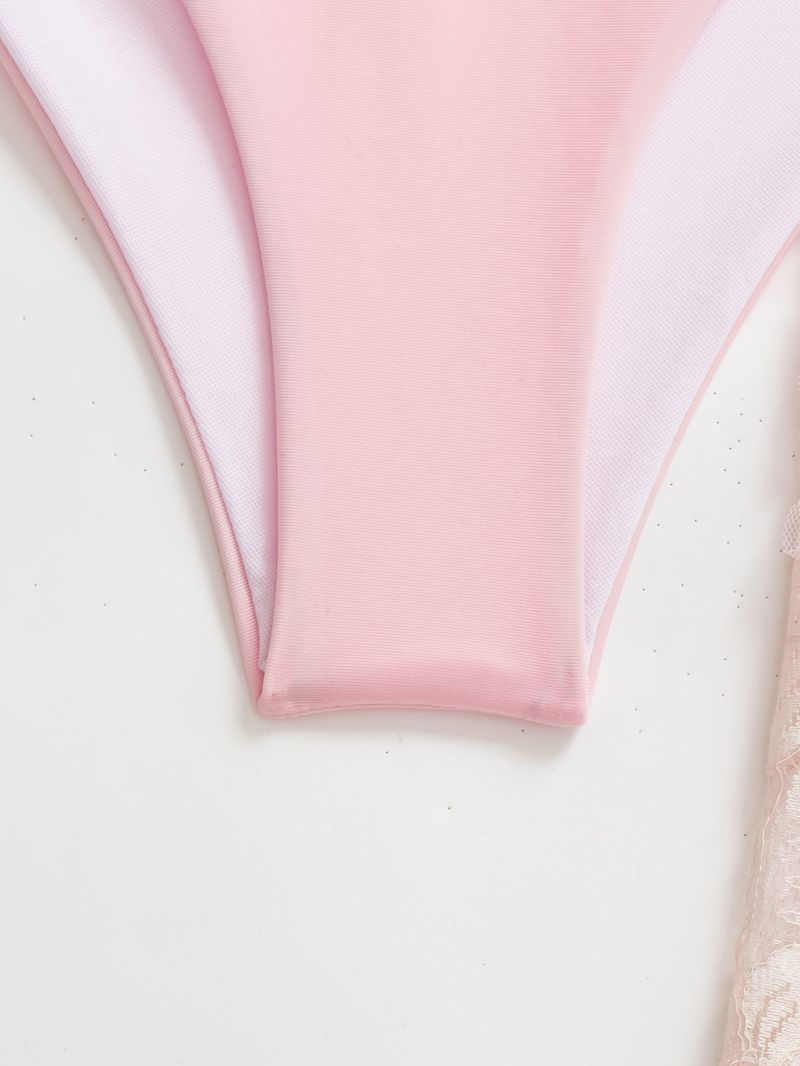 Vêtements pour femmes Robe longue de plage Bikini en dentelle avec décolleté en V profond et bretelles dans le dos Maillot de bain une pièce sexy pour femmes_voghion.com