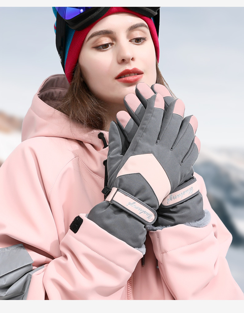 Guanti da sci caldi autunnali e invernali per ragazze, touch screen antivento antivento per auto elettriche per esterni freddi antispruzzo d'acqua_voghion.com