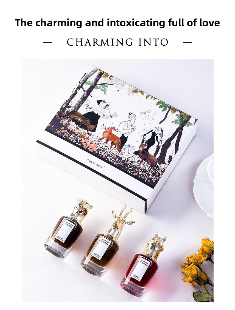 Die Geschichte von Blumen Cross Border Beast Head Fox Elk Tier Parfüm Geschenkbox Set für Männer und Frauen Beliebte Online-Live-Übertragung_voghion.com