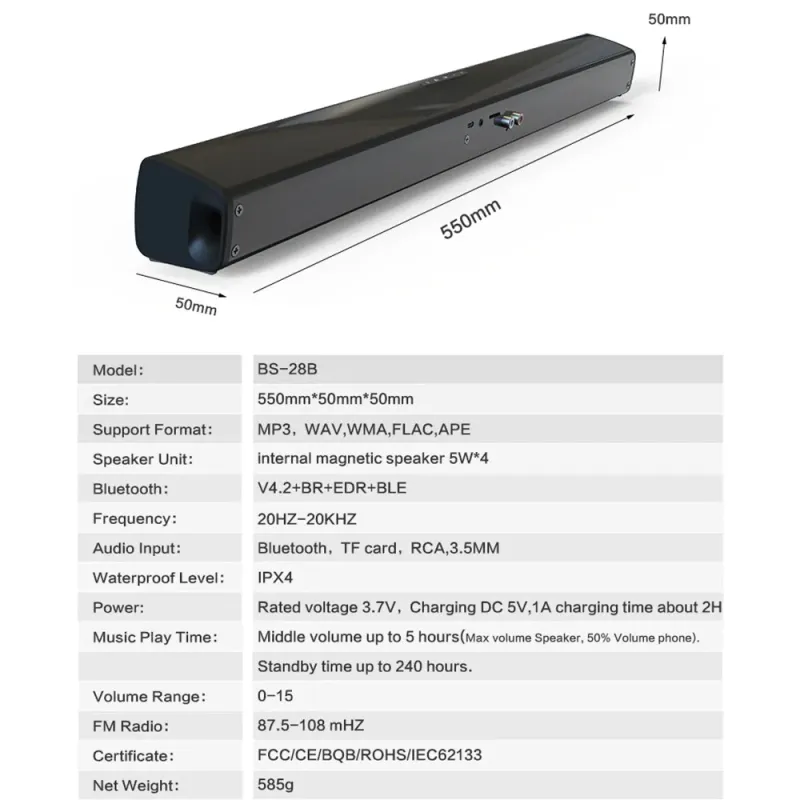 HIFI Wieless Bluetooth Speake Home Theate TV Compute Echo Wall Steeo Suound Sound FM Radio Remote Contol_voghion.com