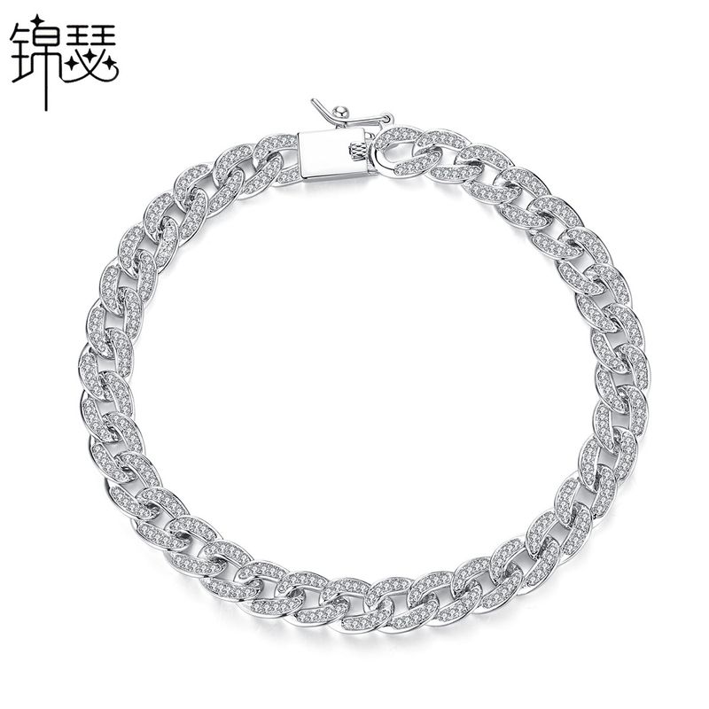 Jinse Hip-Hop Unisex Fashion Minimalist Style Internet Celebrity Thin Cuban Chain Bracelet_voghion.com