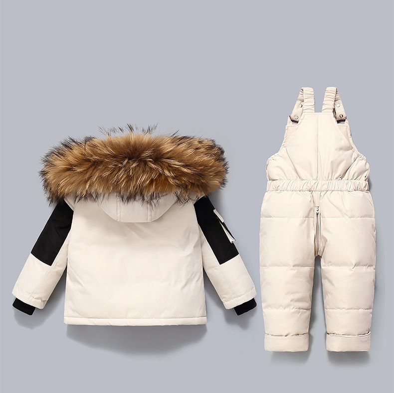 Conjunto de mono de invierno cálido con capucha para madre e hijos - Traje de nieve suave con relleno de plumón de pato para niños y niñas (1-5 años) - Conjunto acogedor de dos piezas_voghion.com