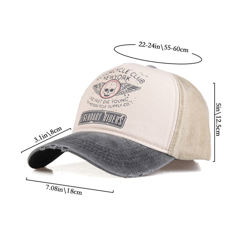 Nuovo berretto da baseball con stampa a teschio lavato in cotone 2024 per uomo e donna, berretto con lingua d'anatra vintage personalizzato di New York_voghion.com