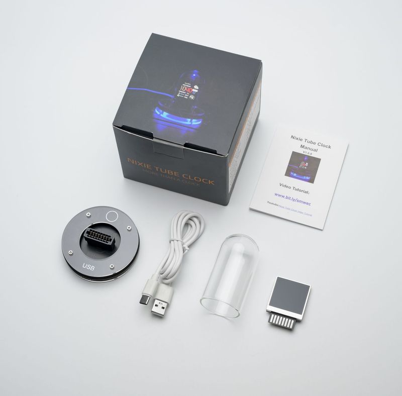 Retro Nixie Tube-Style Smart Clock – Bitcoin Ticker & Weather Display With Page-Turning Animation Night Light_voghion.com