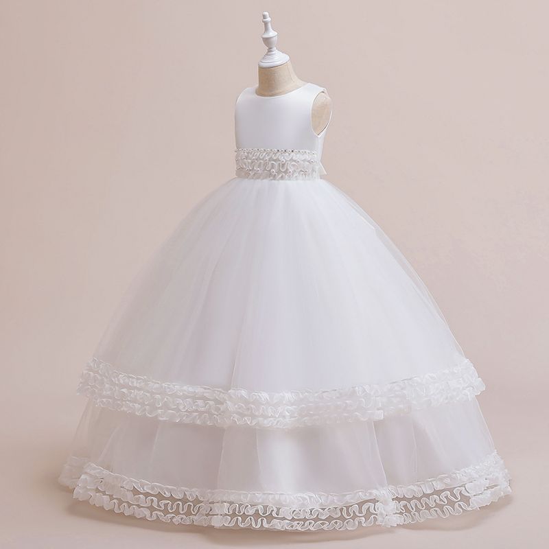 Mère et enfants nouvelle arrivée robe pour enfants robe longue fille de fleur jupe en maille de mariage défilé pour enfants européens et américains robe de soirée piano_voghion.com