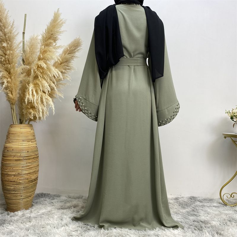 Neueste muslimische Abayas für Frauen islamische Mode Perlen Kimono Robe bescheidenes Kleid lange elegante Strickjacken Kleidung vorne offen Abaya_voghion.com