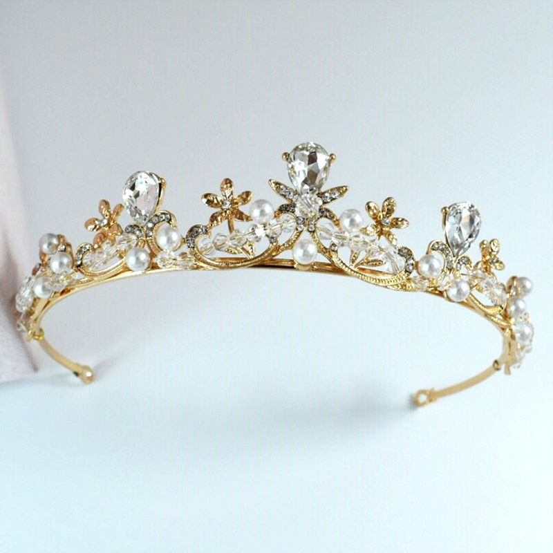 Nuovi accessori per capelli da sposa in stile coreano, corona di compleanno floreale in cristallo fatta a mano, semplici accessori per piccole corone tempestate di diamanti_voghion.com