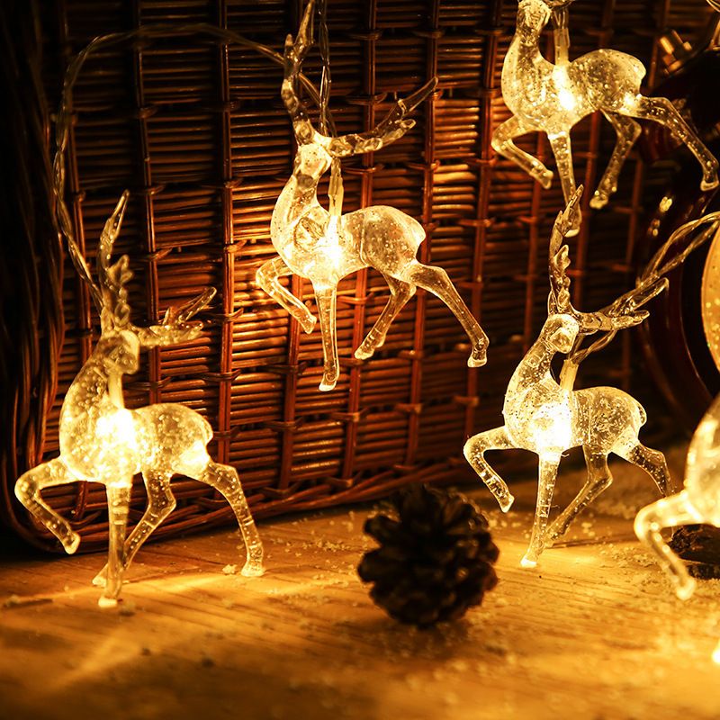Guirlande lumineuse LED de Noël en forme de renne, blanc chaud et multicolore, avec piles, USB ou prise secteur, décoration d'intérieur/extérieur pour la maison, le centre commercial ou l'hôtel._voghion.com