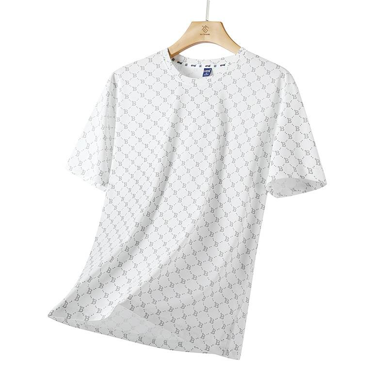 Herren Ice Silk Plus Size Kurzarm-T-Shirt Rundhals-Kleidung Trend Ice Sense Print Kurzarm-atmungsaktives Oberteil_voghion.com