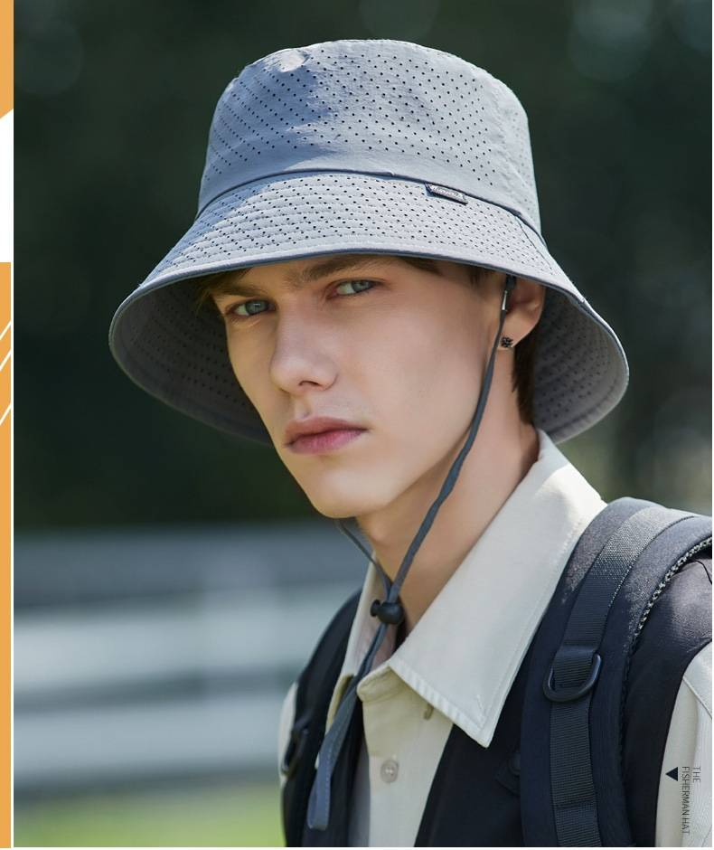Atmungsaktiver, perforierter Ganzkörper-Fischerhut für Herren, Sonnenschutz- und Sonnenschirmhut für den Sommer, Wander- und Angelhut für den Außenbereich, faltbarer Reisehut_voghion.com