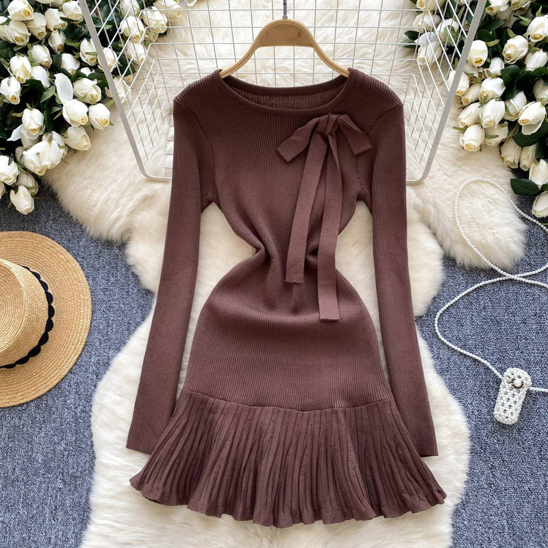 Roupas femininas vestido de malha leve de luxo de alta qualidade_voghion.com
