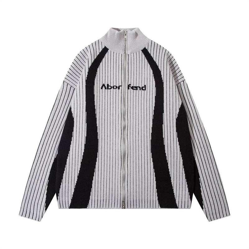Maglione lavorato a maglia strappato con strisce verticali a contrasto di colore, marchio alla moda per abbigliamento maschile_voghion.com