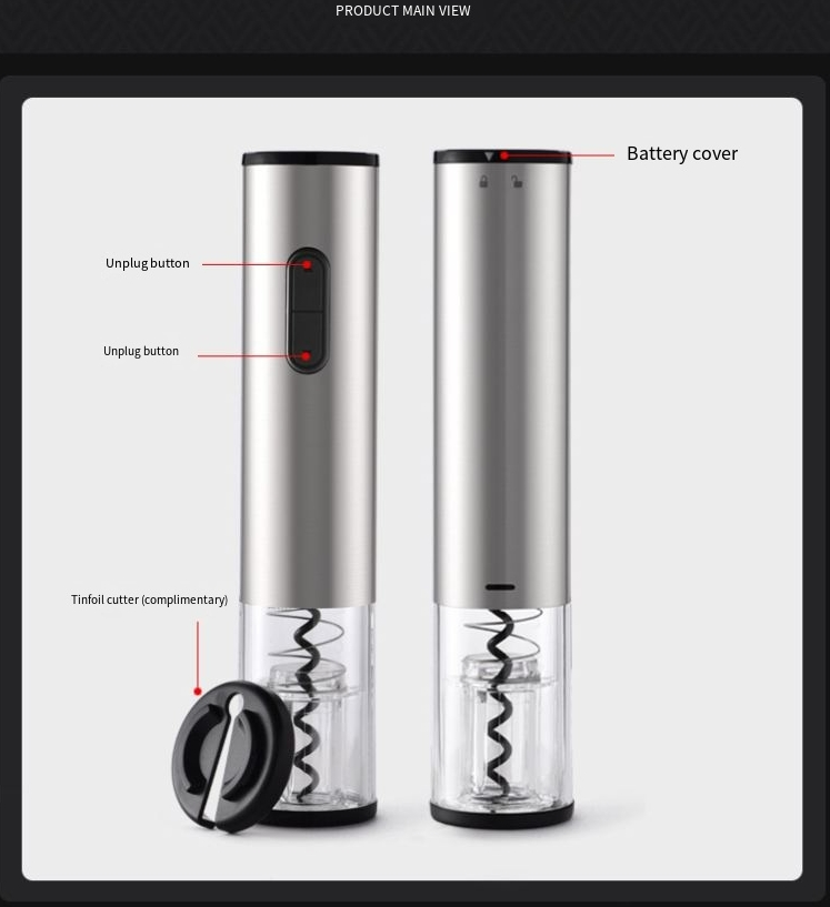 Apribottiglie per vino classico in acciaio inossidabile, apribottiglie elettrico automatico per vino_voghion.com
