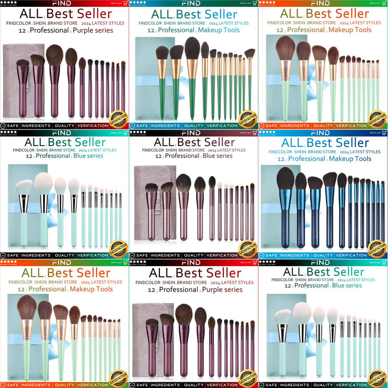 12-delige make-upkwastenset met druiventhema in paarsgroen, complete set met cosmetische kwasten voor het gezicht en de ogen, inclusief blush, poederfoundation en oogschaduwkwasten_voghion.com