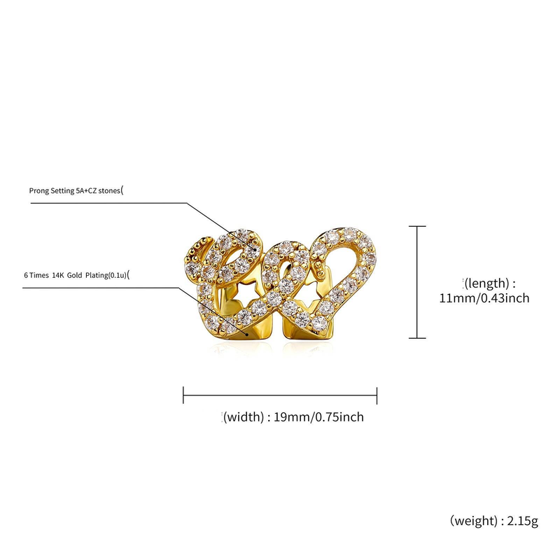 Griglie per denti Hip Hop con doppio cuore in zirconia, placcate con pietre di zirconia cubica, per uomini e donne - Griglie alla moda per feste e occasioni speciali_voghion.com