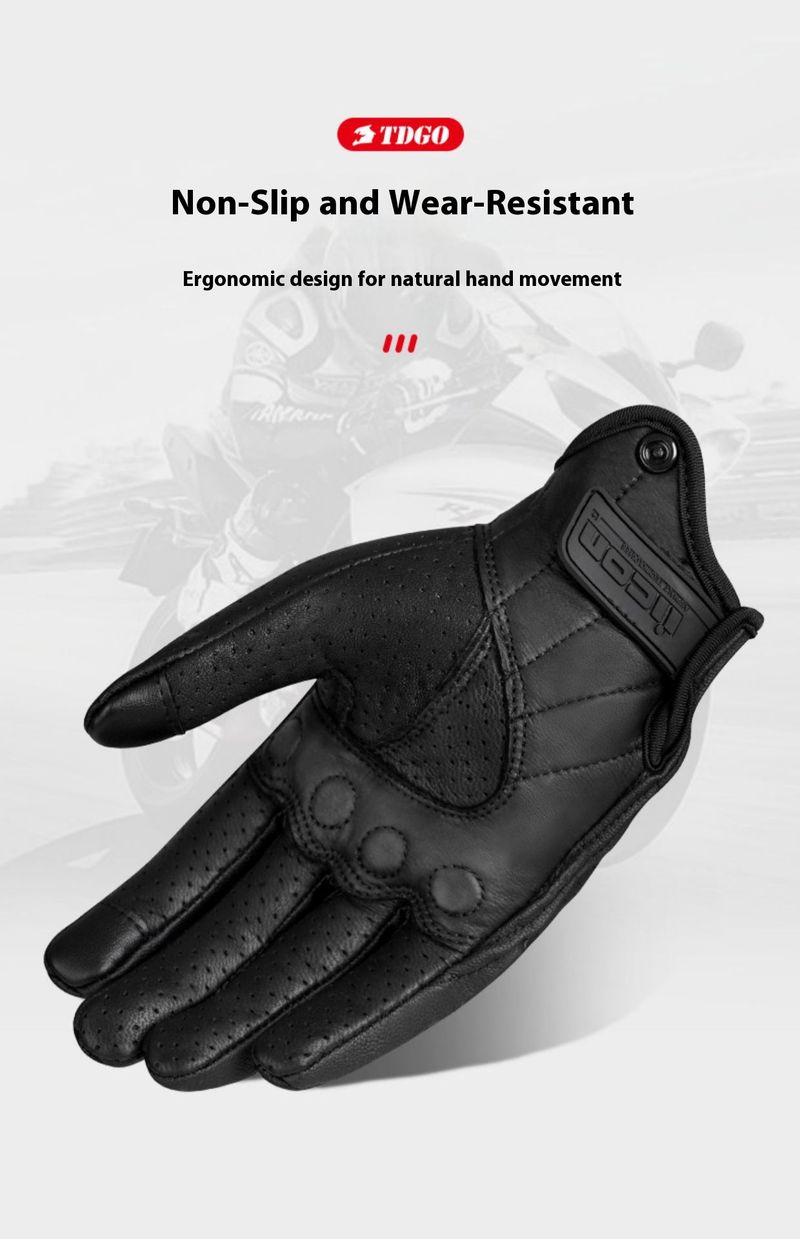 Motorcycle Gloves – Premium Lambskin & Cowhide (Windproof/Touchscreen/Breathable, All-Season Riding, M/L/XL, Black/Yellow)_voghion.com