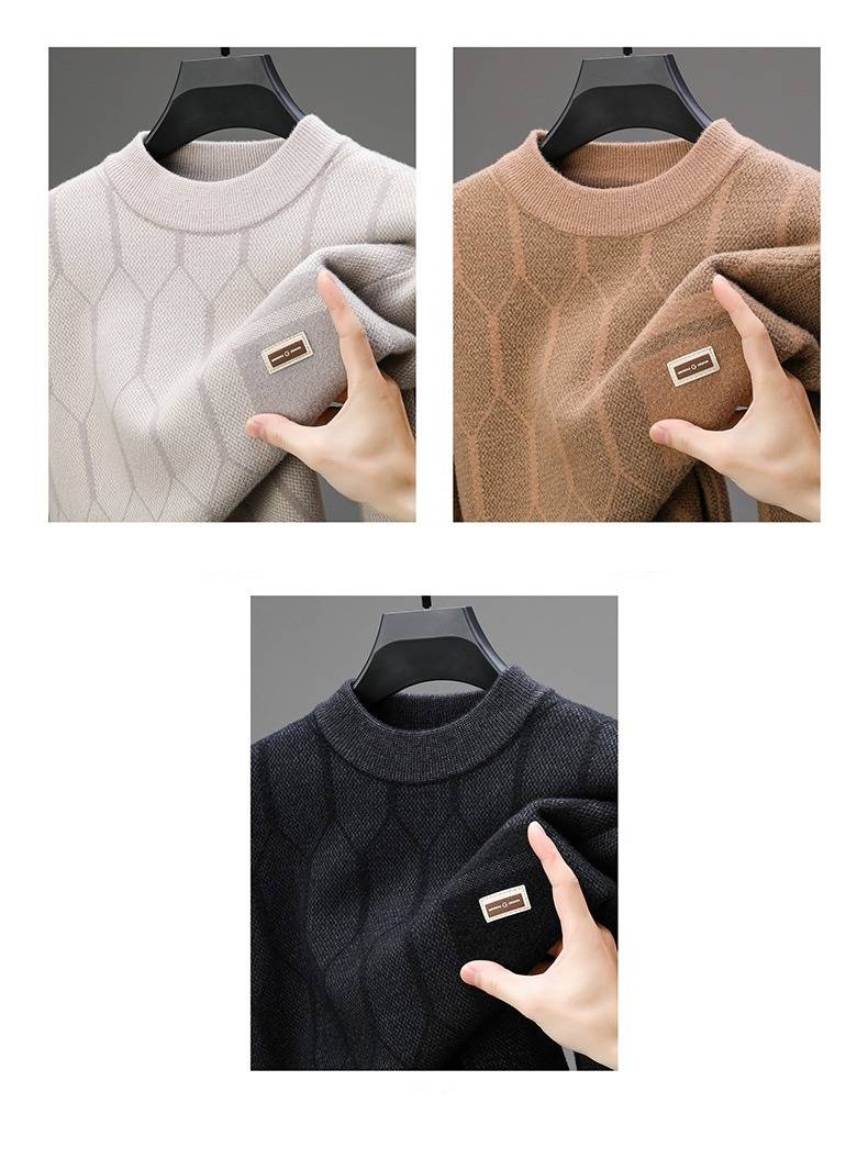 Pull épais à col roulé pour homme – Couche de base thermique en tricot extensible, coupe ajustée, pour l'hiver (beige, camel, noir)_voghion.com