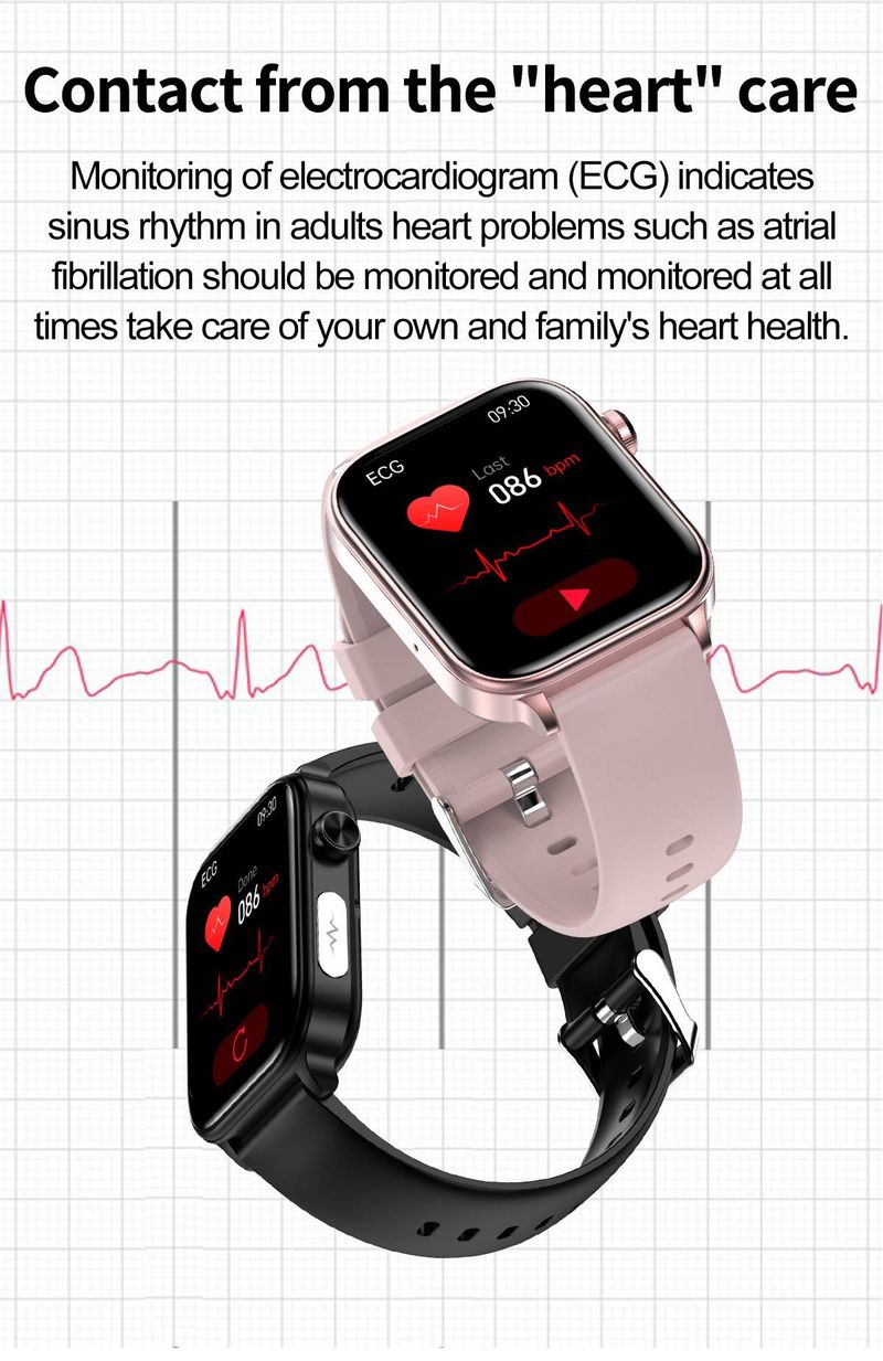 Smartwatch With ECG & Non-Invasive Blood Glucose Monitoring, Bluetooth Calling, 14-Day Battery, Blood Oxygen Tracking, IOS Compatible_voghion.com