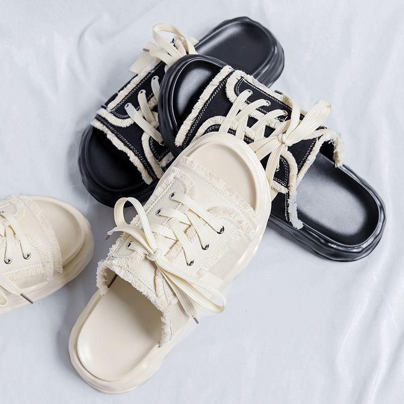 Kvast-hjemmesko til mænd, sommer- og udendørstøj, trendy mærke-klipklappere, alsidige højdeforøgende sandaler i skridsikre designs_voghion.com