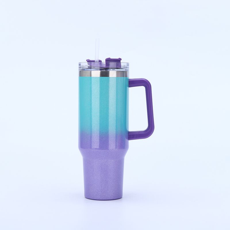 rainbow paint 40oz car cup large capacity 304 stainless steel insulation cup two-color gradient car ice cup_voghion.com