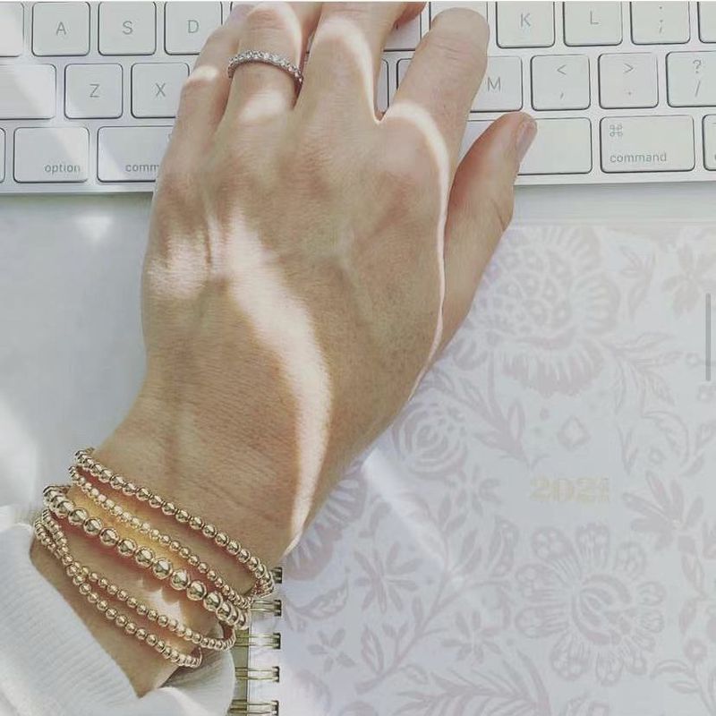Bracelet polyvalent en acier inoxydable avec perles rondes pour femme, perles d'eau douce naturelles_voghion.com