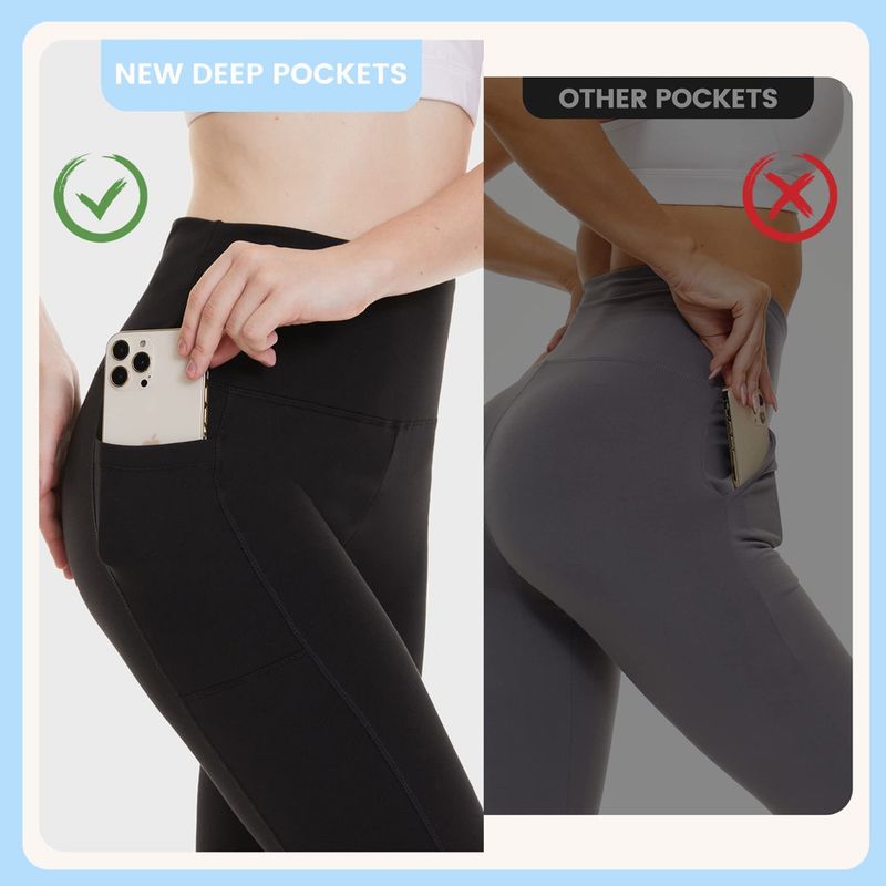 pantalon de yoga taille haute avec poche double face leggings de yoga nus à neuf points de style européen et américain en soie de lait à haute élasticité printemps et automne_voghion.com
