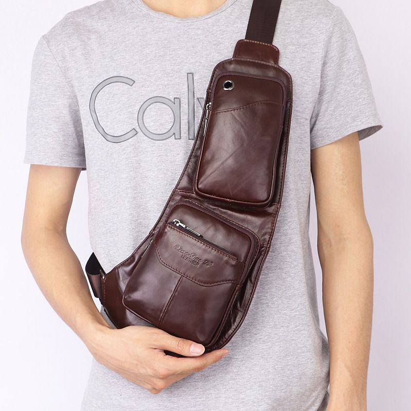 Borsa a tracolla personalizzata in vera pelle di vacchetta, da uomo, con tracolla, per telefono cellulare_voghion.com