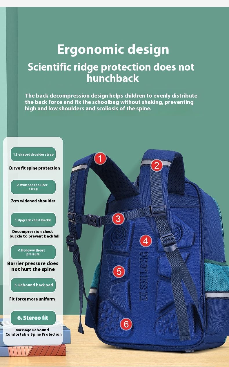 New Primary School Student Men, Reducing Burden and Protecting Spine for Girls in Grades 1, 2, 3, to 6, Large_voghion.com