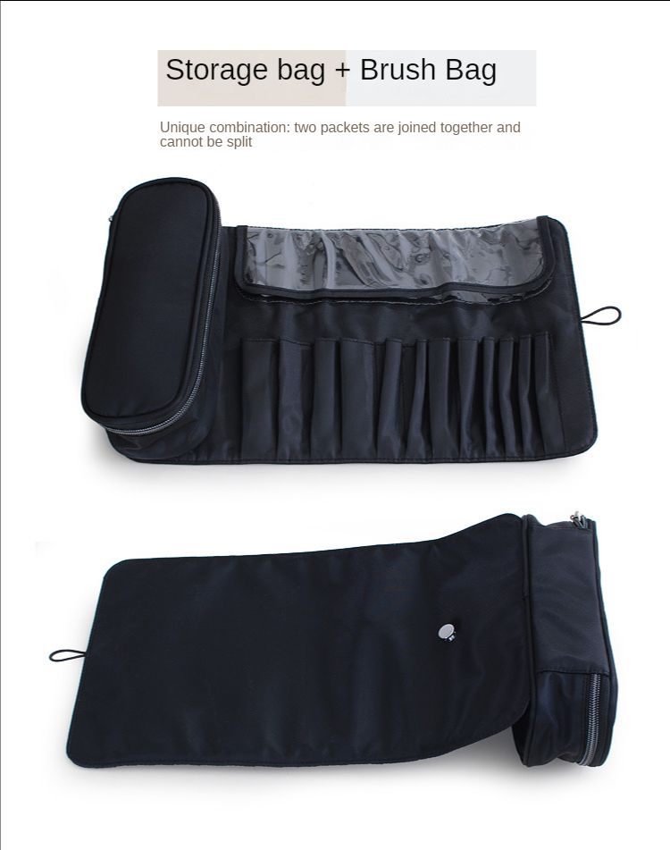 Wasserdichte Roll-Make-up-Pinseltasche aus Nylon für die Reiseorganisation_voghion.com