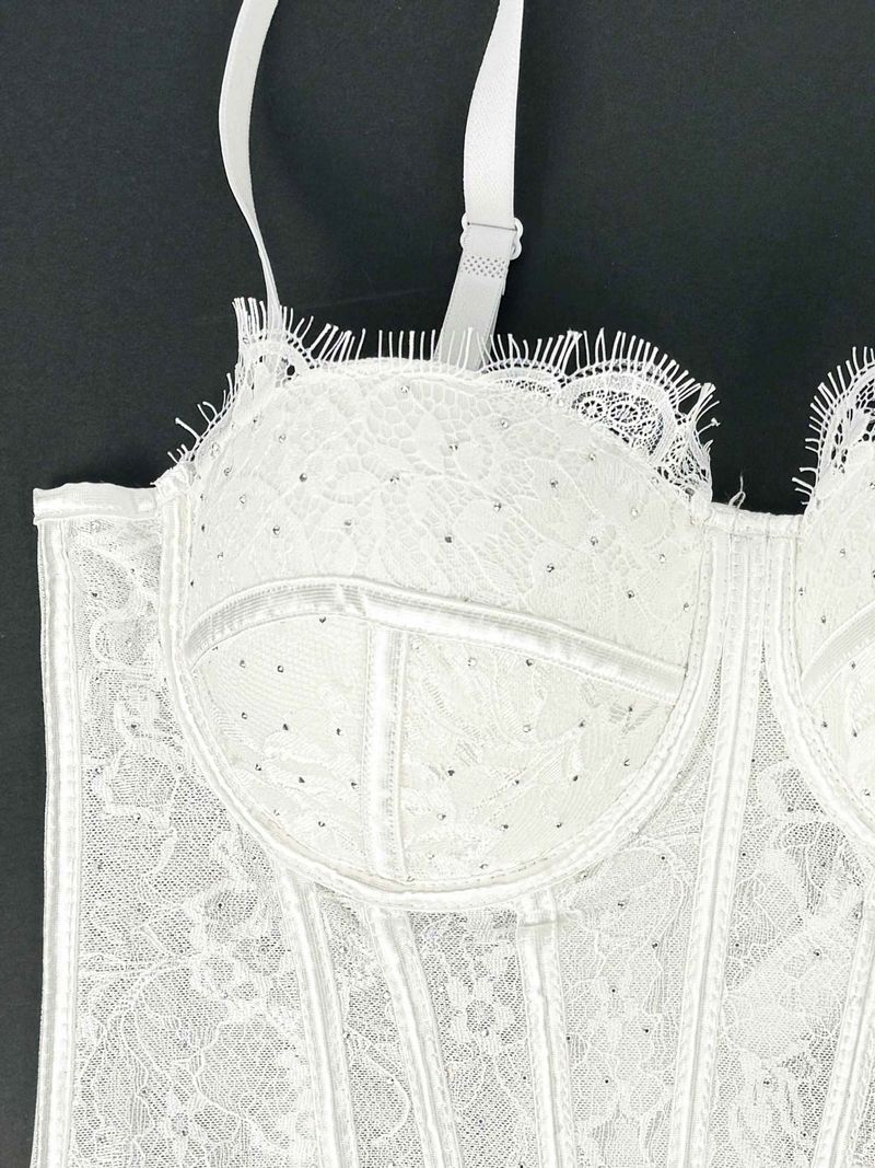 Damenbekleidung Neues sexy Spitzen-Unterhemd für Frauen zum Tragen als Oberbekleidung, formender BH, geraffte Unterwäsche, Fishbone-Tube-Top_voghion.com