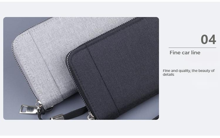 Canvas portemonnees voor heren, lange clutches, clutches met rits voor heren, telefoontasjes voor heren, denim casual portemonnees met grote capaciteit._voghion.com