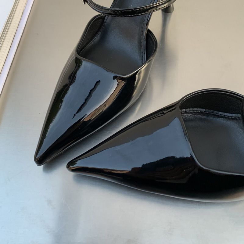 Tacchi sottili neri, piccolo stile profumato, tacchi alti a punta, nuovi sandali versatili estivi da donna in stile fata_voghion.com