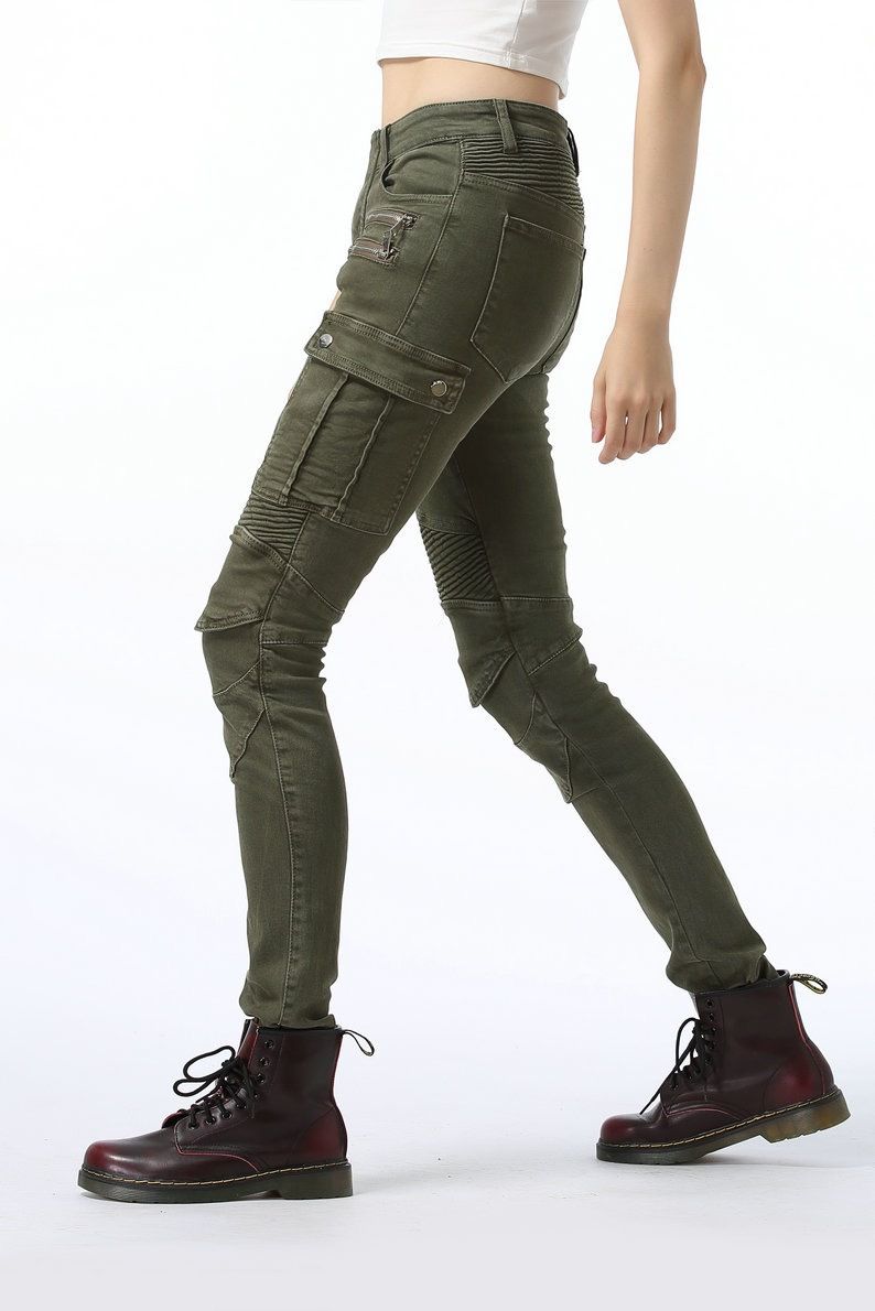 Jeans elasticizzati da motociclista da donna - Pantaloni da motociclista per tutte le stagioni con protezione per le ginocchia, denim ad alta elasticità per la guida fuoristrada e in città (nero/blu/verde)_voghion.com
