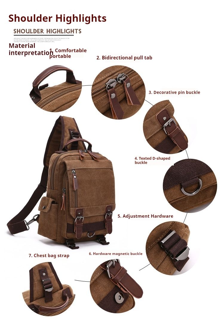 Zaino in tela alla moda, zaino diagonale da viaggio all'aperto, adatto per uomini e donne, borsa a tracolla, zaino_voghion.com