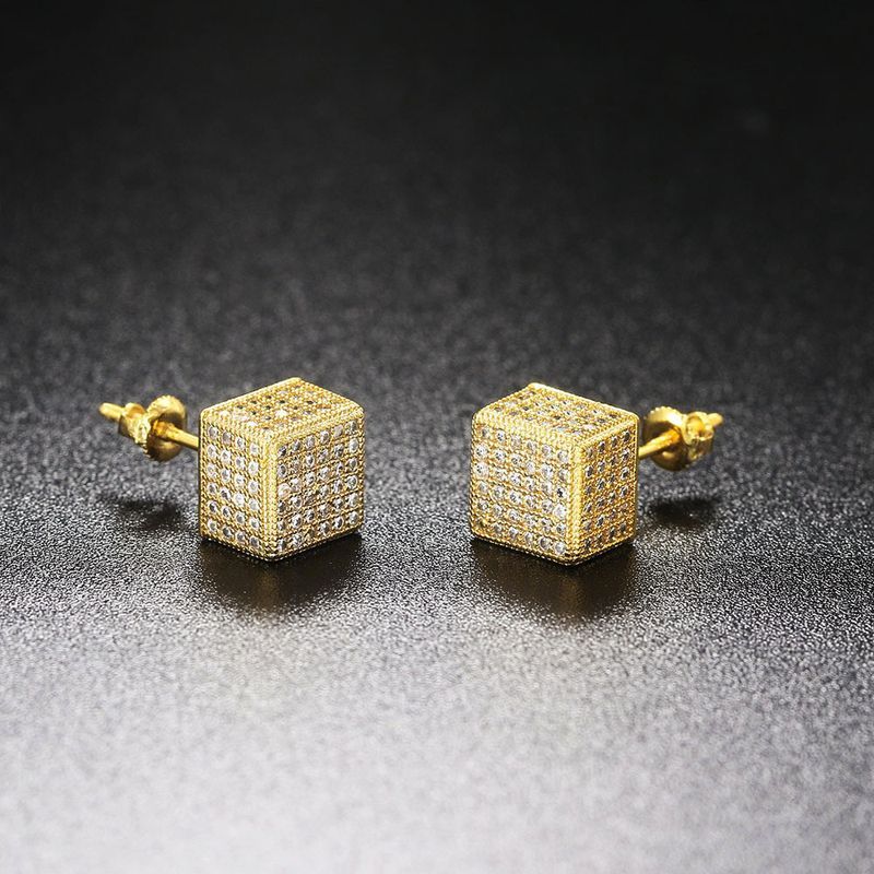 Full Dia Hip-hop Men's Zircon Micro Inlaid Cross Thread Earrings Popular Jewelry_voghion.com