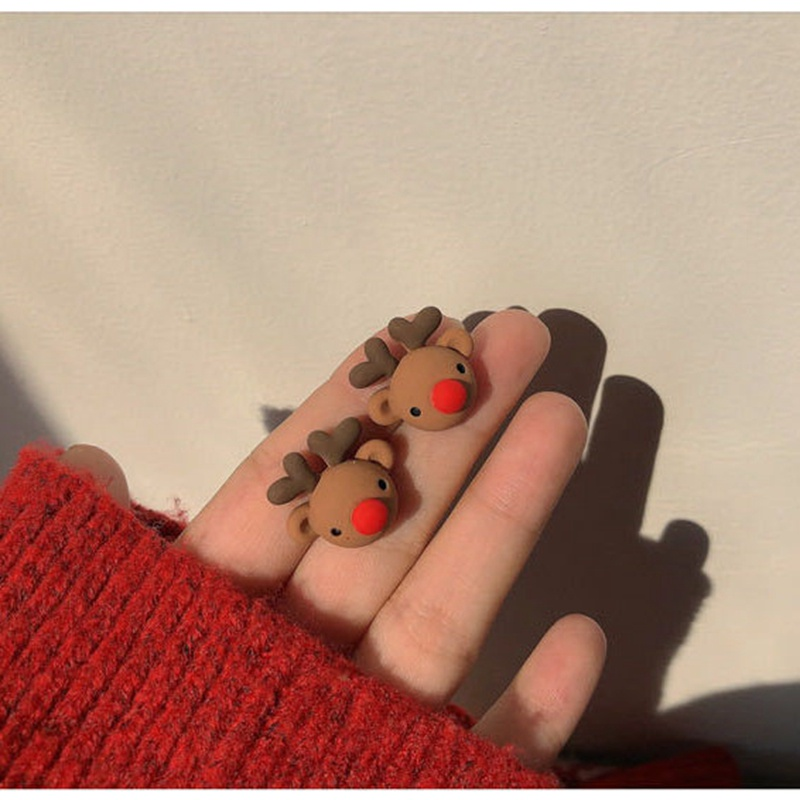 Boucles d'oreilles de noël en résine, jolies boucles d'oreilles de bonhomme de neige de dessin animé, père noël, nouvel an, bijoux cadeau de noël_voghion.com