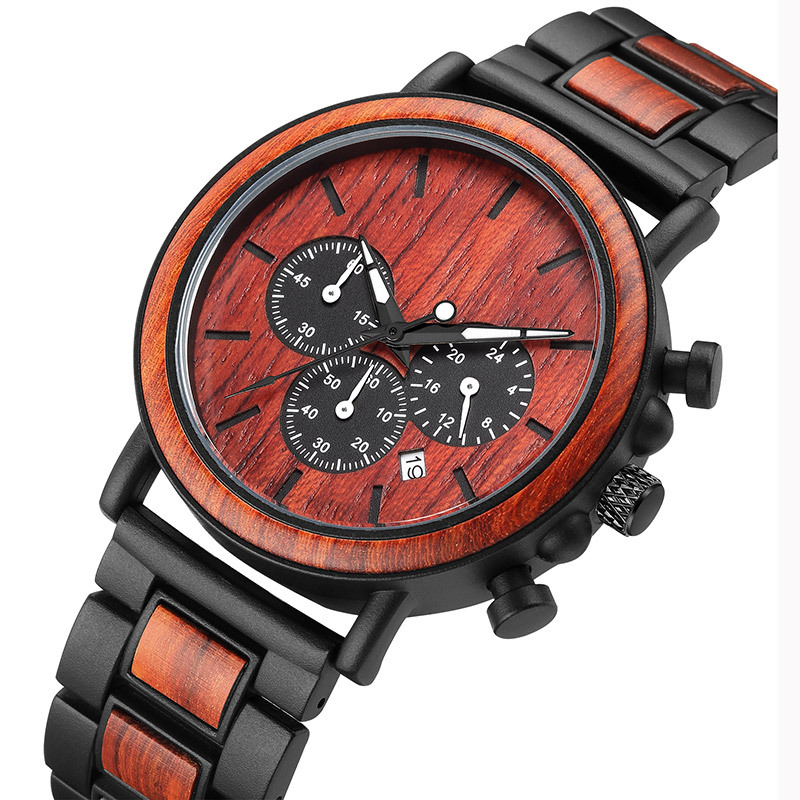 Orologio da uomo Gorben Wood Relogio Masculino Orologi militari cronografo alla moda di lusso di marca superiore in confezione regalo in legno_voghion.com