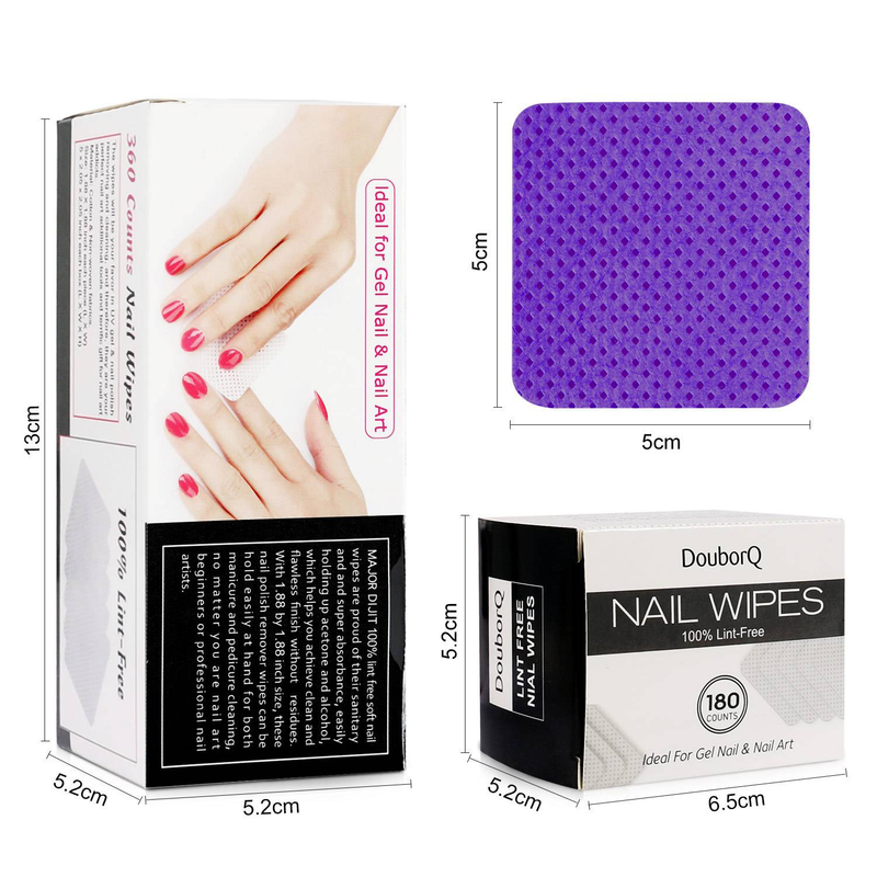 Lot de 360 lingettes pour ongles 100 % non pelucheuses, tampons de coton pour enlever le vernis gel des ongles_voghion.com
