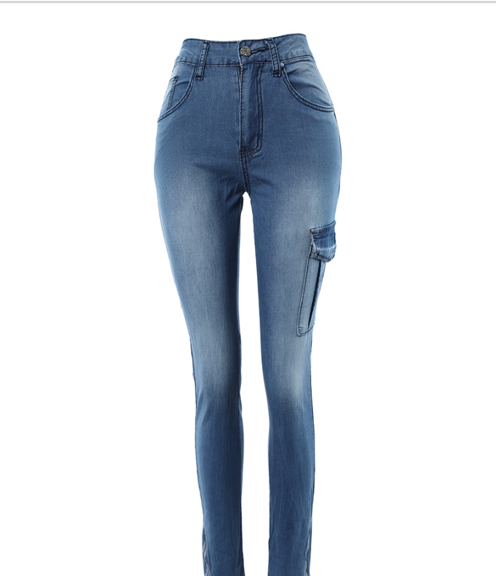 Women's Clothing autumn and winter new zipper pleated women's pants pockets fashionable slim Baita women's high waist skinny jeans_voghion.com