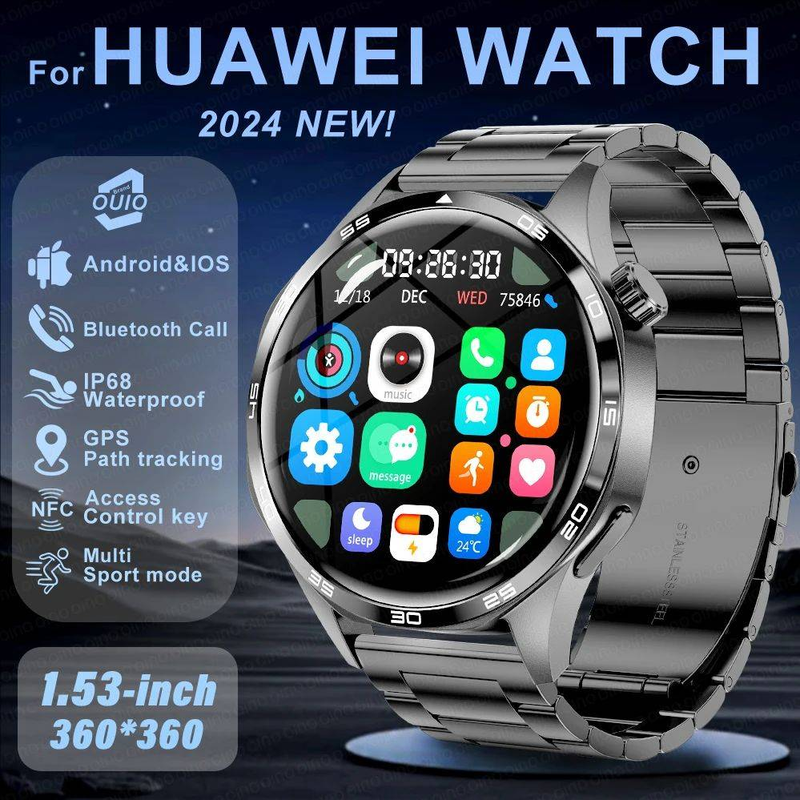2024 New For Huawei Xiaomi GT5 Pro Smart Watch Men NFC GPS Tracker AMOLED 360*360 HD Screen Heart Rate Bluetooth Call_voghion.com