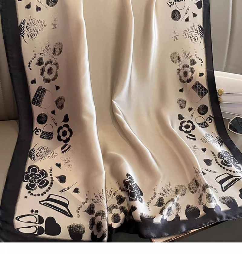 Elegante beige kleine duftende Wind Blumen Simulation Seide Schal weibliche koreanische Version der Herbst und Winter dünne Abschnitt Seide_voghion.com